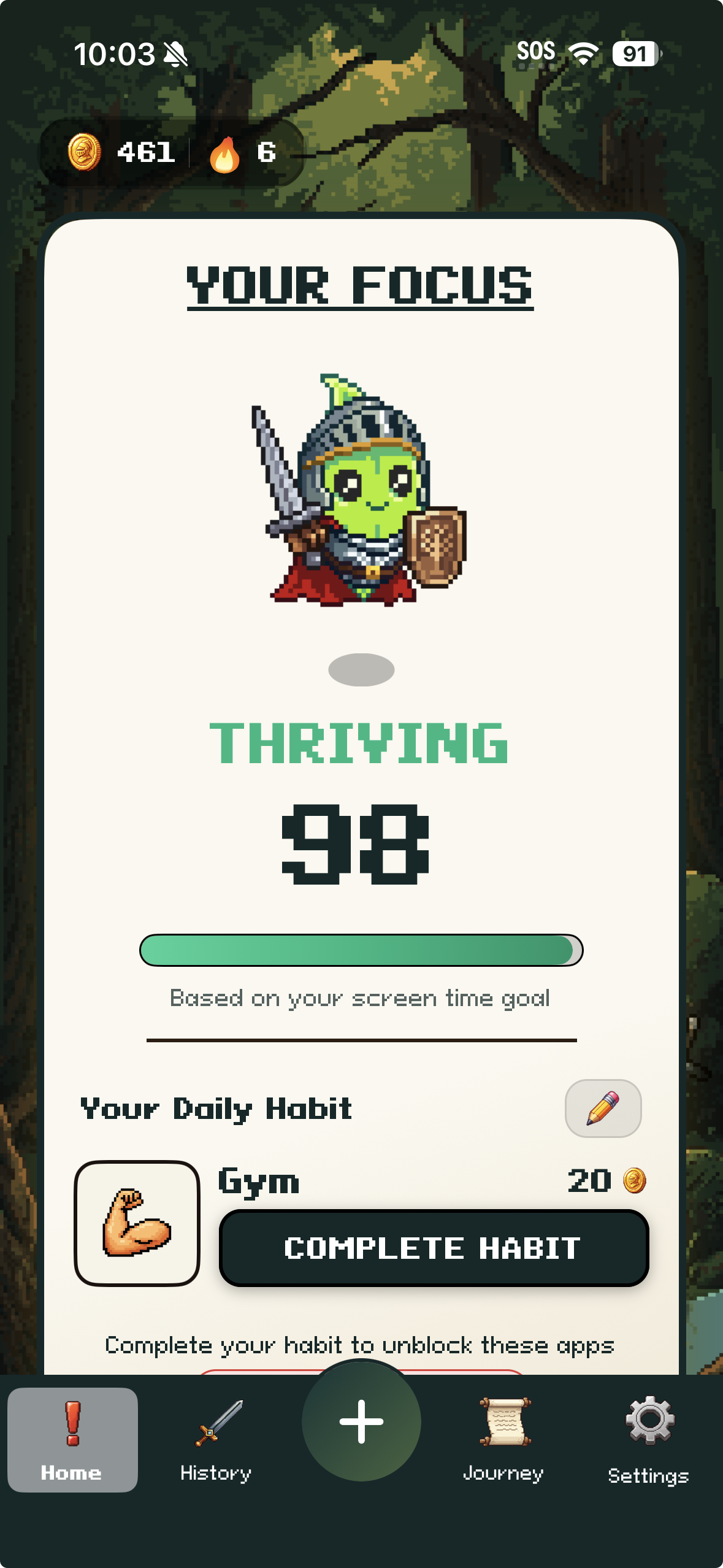 JourneyKeep quest screen